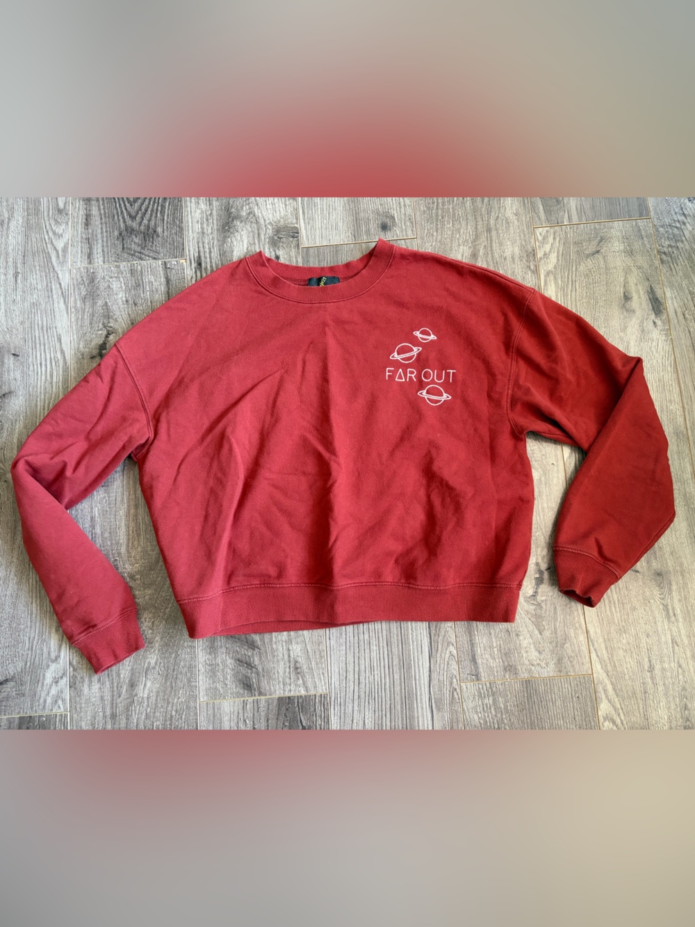 3/$15 Burnt red crew neck cropped cotton blend sweat shirt